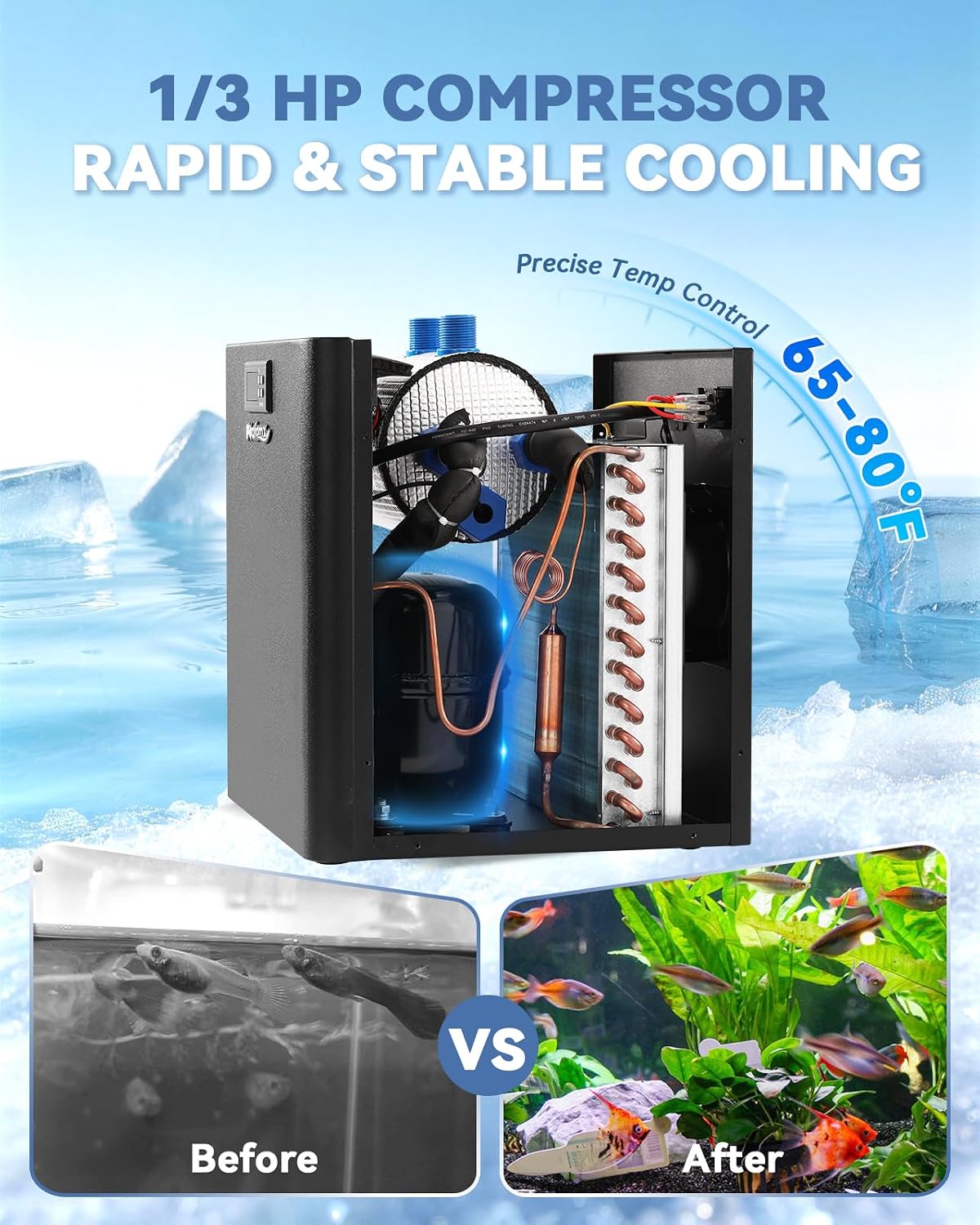 Poafamx 1/3 HP Aquarium Chiller - 79GAL - image 2