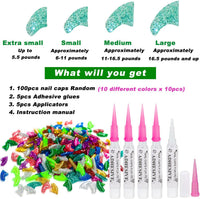 VICTHY 10 Colors | 100pcs Cat Nail Caps Glitter Cat Claw Caps Kitten Caps with Adhesives - Small - image 4
