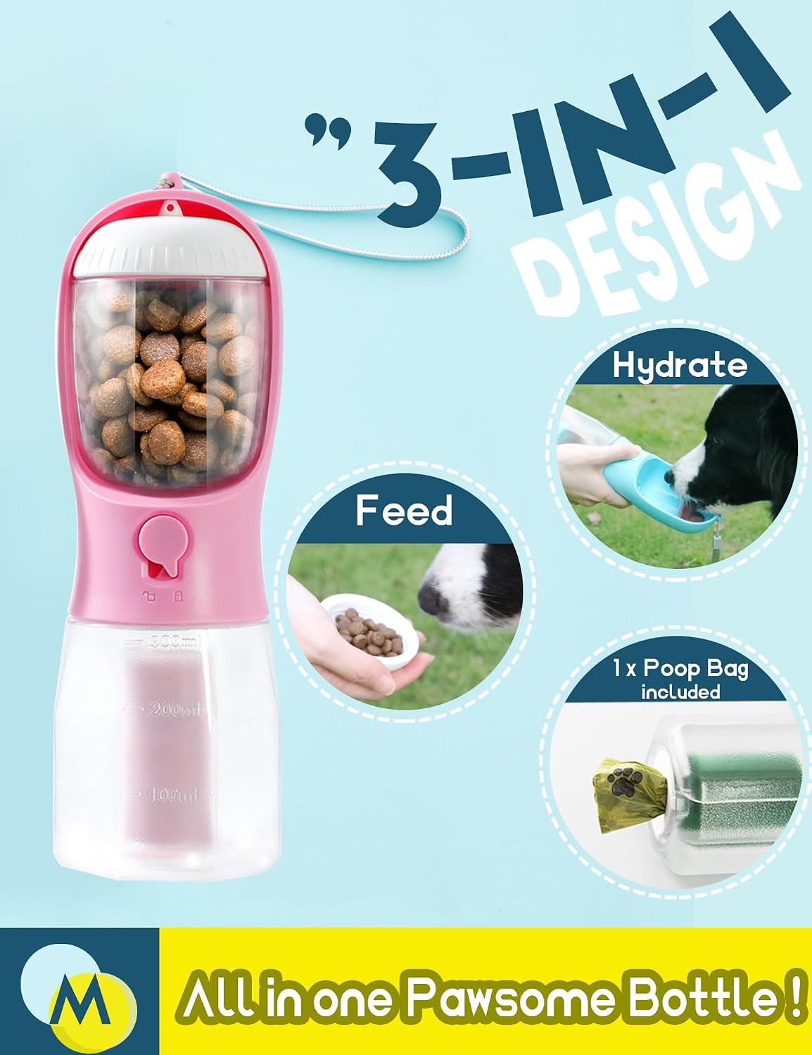 Portable Water Bottle for Small Dogs - Pink / 10oz - image 2