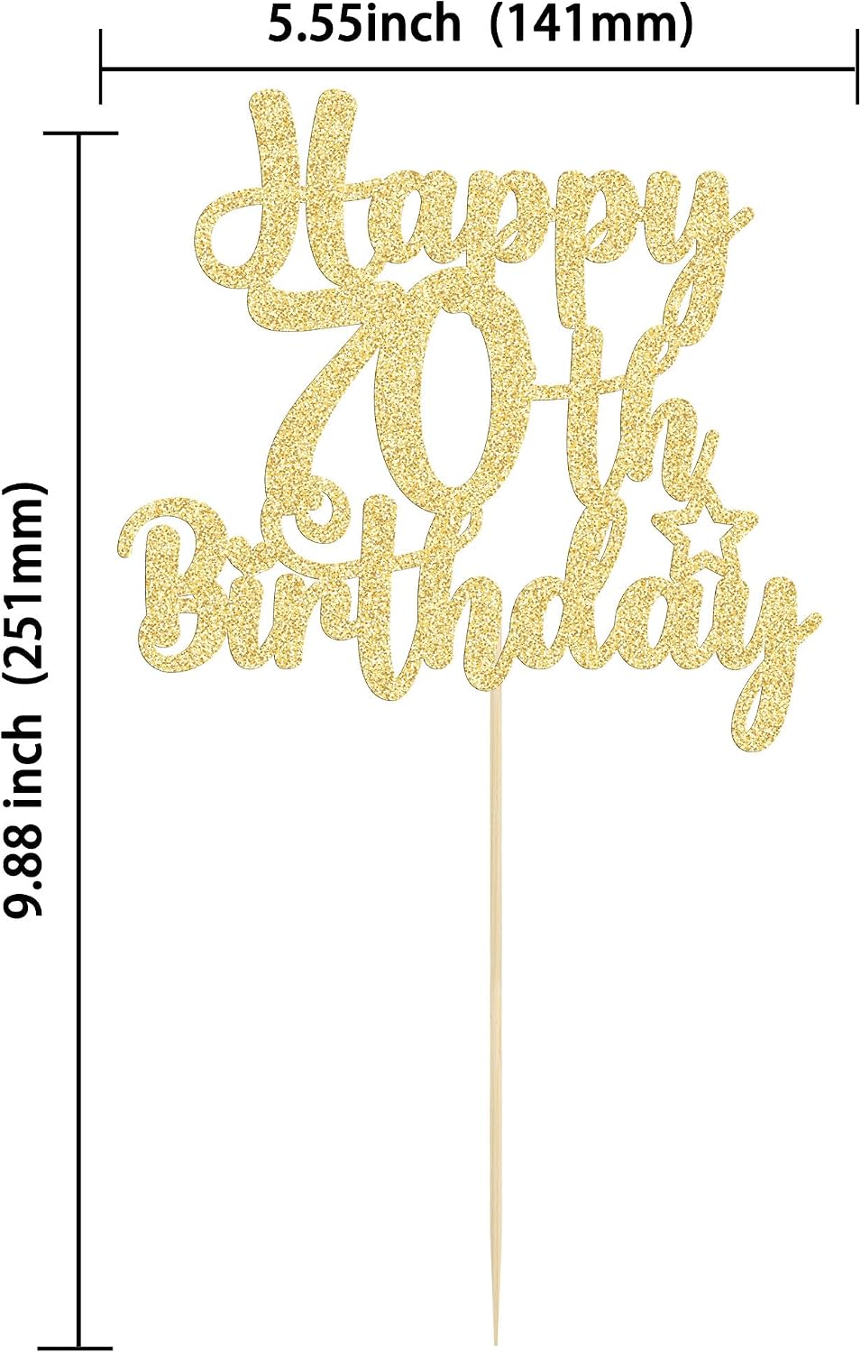 Gyufise 1Pc Happy 80th Birthday Cake Topper Glitter Cheers to 80 - 70th / Gold - image 2