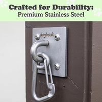 Canine Hitch- Secure Dog Leash Parking Indoor- Outdoor Wall Hook with EZ Clip - Tie Out Stainless Steel - Practical Lead Management for Home & Business