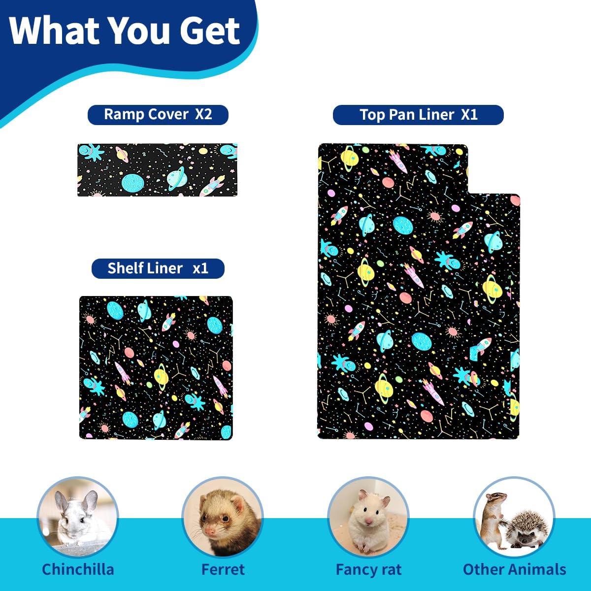 YKD Ferret Cage Liners for Ferret Nation & Critter Nation Cages – Daily Care for Small Pets - Top Pan Set / Black - image 4