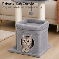 PEQULTI Small Cat Tree Tower for Indoor Cats - Grey / M(15.7"L x 15.7"W x 26.7"H) - image 4