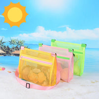 MUYIZI Mesh Beach Bag for Shells Collecting 3 Pack - Pink+Green+Purple+ Fluorescent Green - image 2