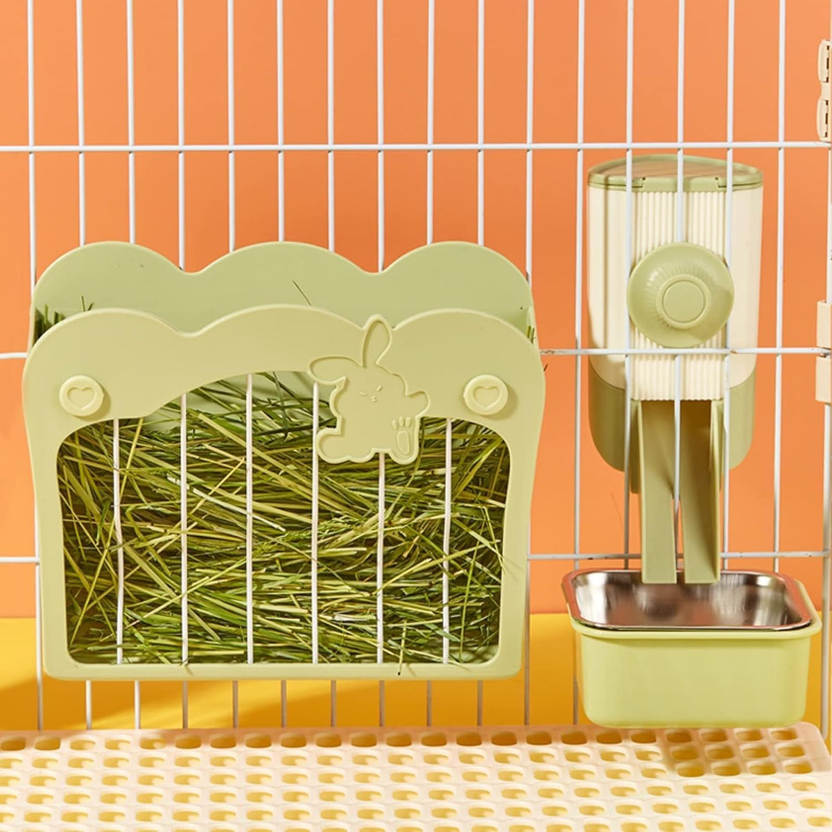Rabbit Hay Feeder, Hay Rack for Bunny Guinea Pig Chinchilla - Green