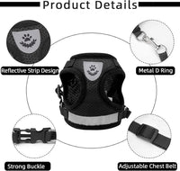 Cat Vest Harness and Leash Set - Black / X-Small (Chest: 8"-9") - image 4