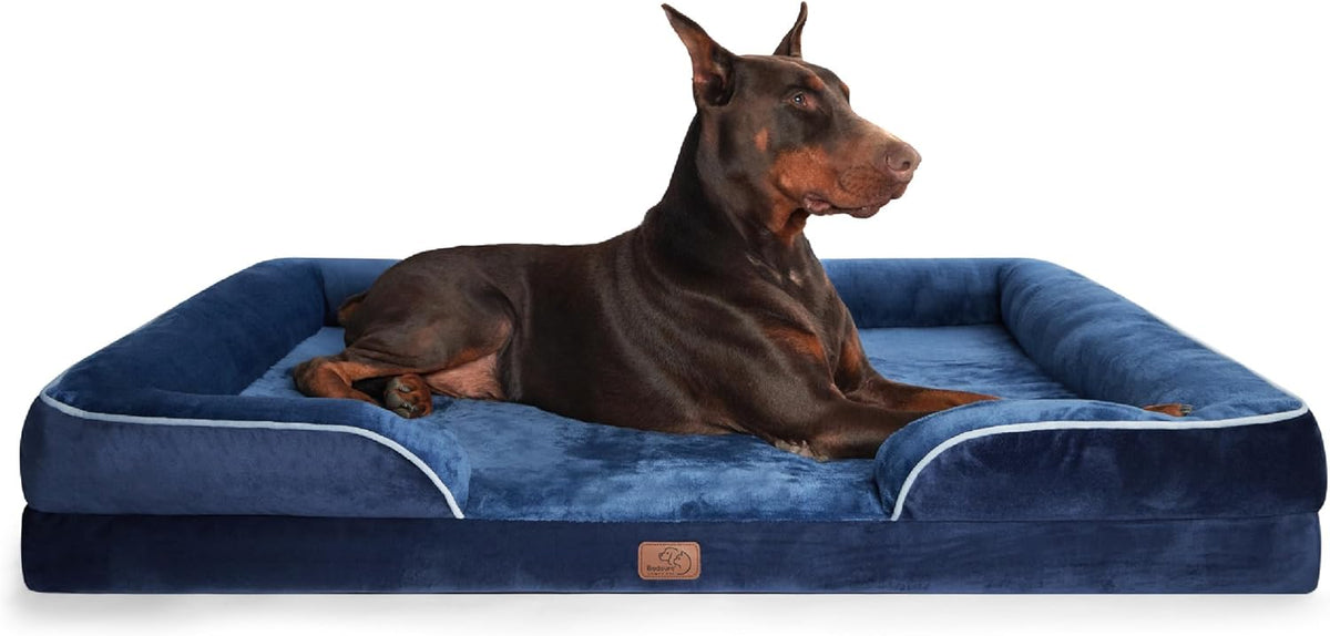 Bedsure Orthopedic Dog Bed Medium Washable Original Design - Blue Navy / 52"l X 41"w X 8"th