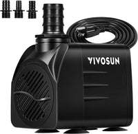 VIVOSUN 660GPH Submersible Fountain Water Pump for Pond - 6"×4"-660