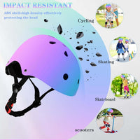 FOOKCIAN Kids Helmet,Toddler Skateboard Helmets for Ages 2-3-5-8-14 Years Boys Girls with Knee - PeacockBluePurplePink / Medium: 20.47"-22.83" / 8-14 year - image 3