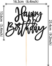 ZHUOWEISM 1 PCS Gold Happy Birthday & Anniversary Cake Topper – Fun for Kids & Family - Black - image 2