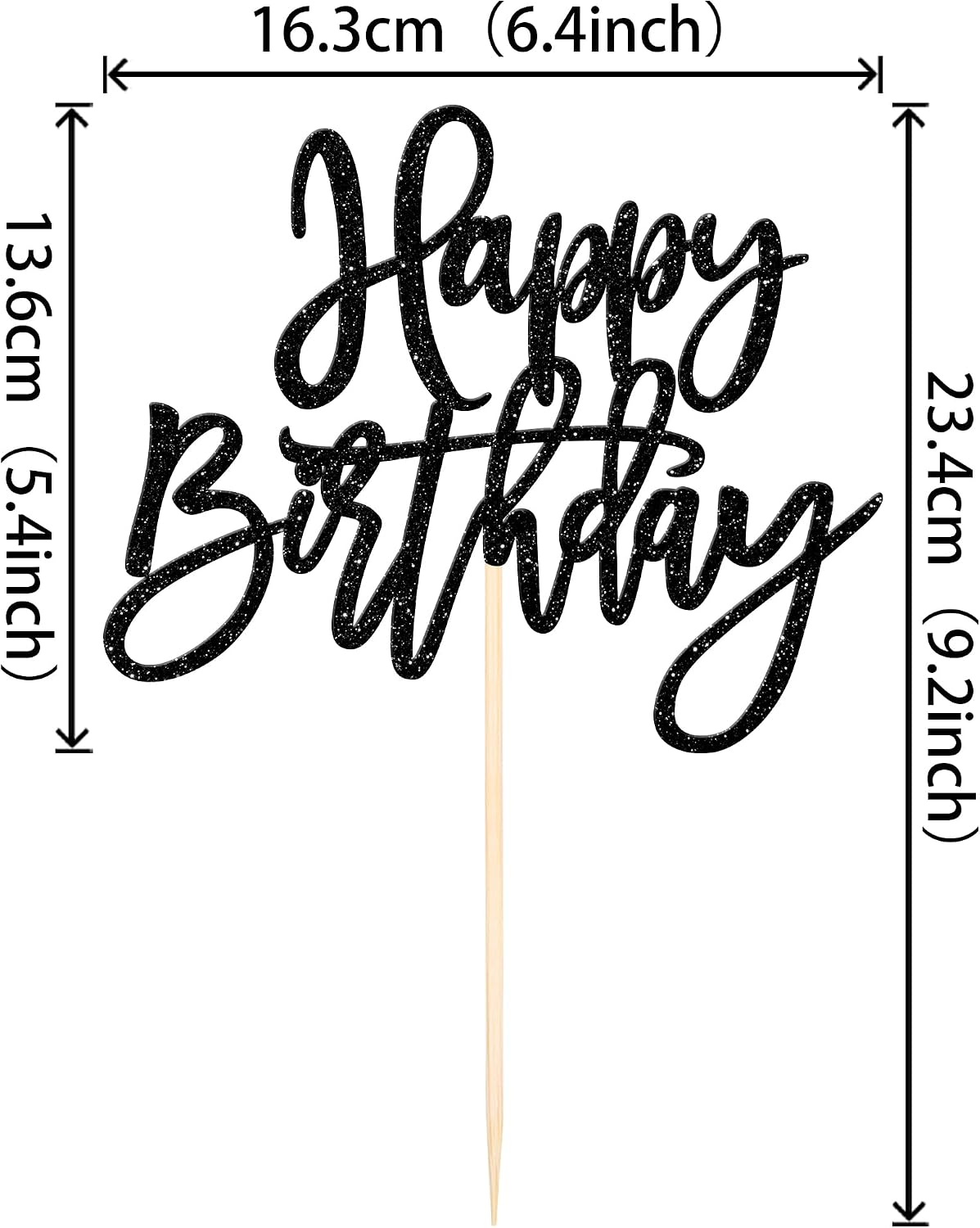 ZHUOWEISM 1 PCS Gold Happy Birthday & Anniversary Cake Topper – Fun for Kids & Family - Black - image 2