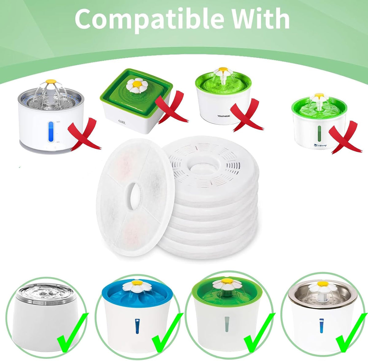 8 Pack Cat Water Fountain Replacement Filters Fit for 3L Flower Water - 12 Pack - image 3