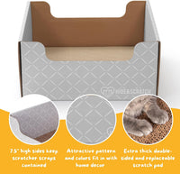 Hide & Scratch Cardboard Cat Scratcher Box & Bed Dark Grey Diamond Pad – Essentials for Cats - Light Grey Diamond - image 3