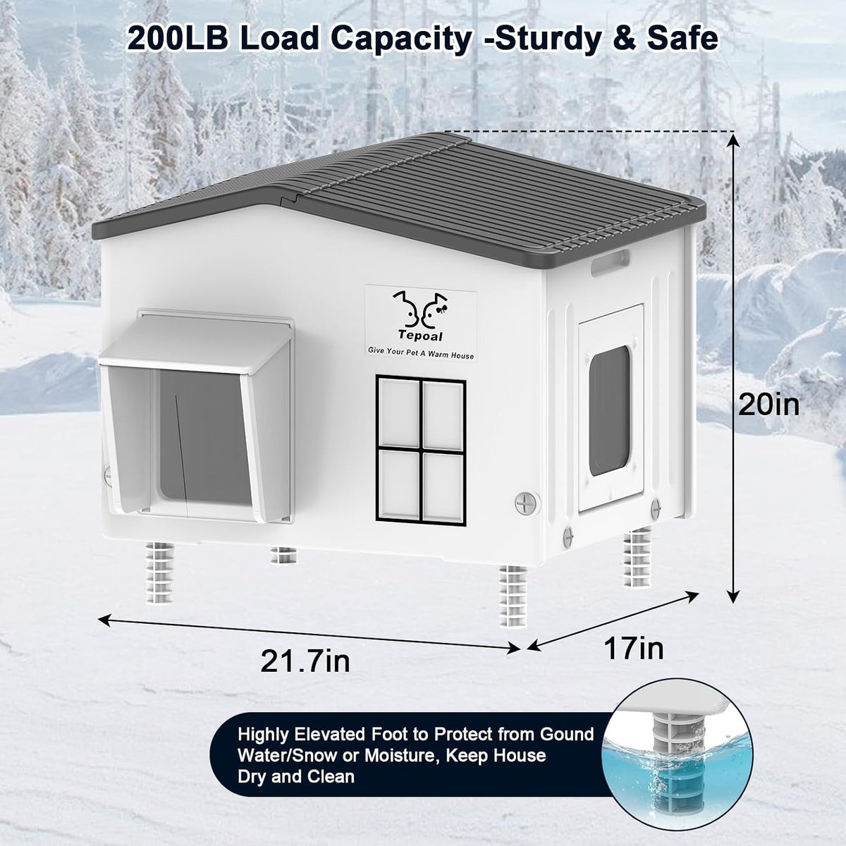 Heated Cat House for Outside - 21.7"x17"x20" - image 2