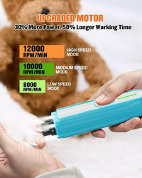 Super Powerful Dog Nail Trimmers and Dog Nail Clippers Combo, Ultra Quiet, 3 Speeds, 4 Bright Lights, with Travel Lock, for Small, Meddium and Large Dogs, Cats and Small Animals