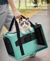 Pecute Cat Carrier Stable, Pet Carrier with Privacy Partition - Light Green / 18.5"L x 12.9"W x 11.8"H - image 2
