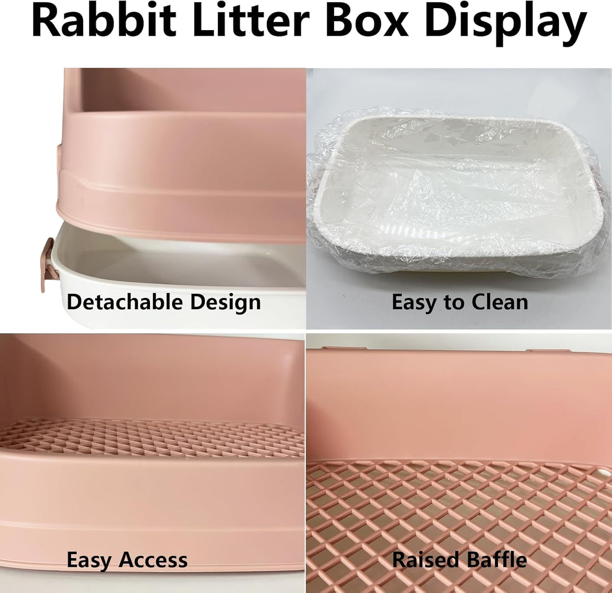 Rabbit Litter Box Bunny Corner Potty Training Litter Toilet Pet Pan – Daily Care for Small Pets - Pink - image 2