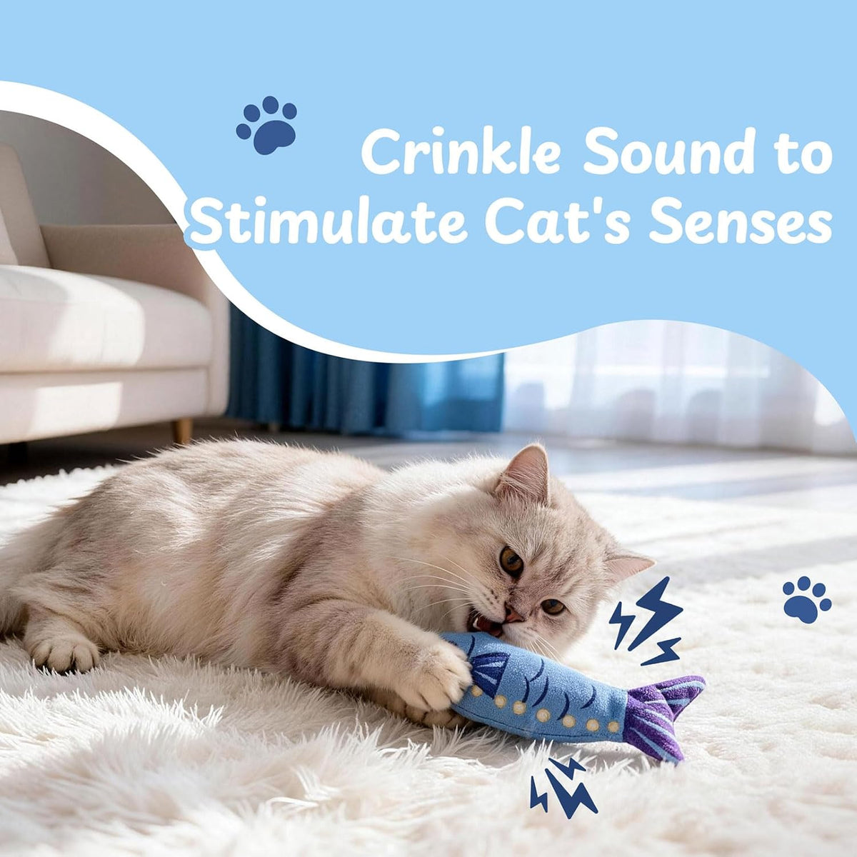 Nocciola Sardines Catnip Toys for Indoor Cats - Blue - image 4