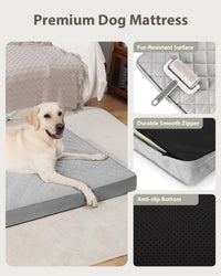 Orthopedic XL Dog Beds Large Sized with Washable Cover, 41x27 - 41.0"L x 27.0"W x 3.5"Th / Light Gray - image 2