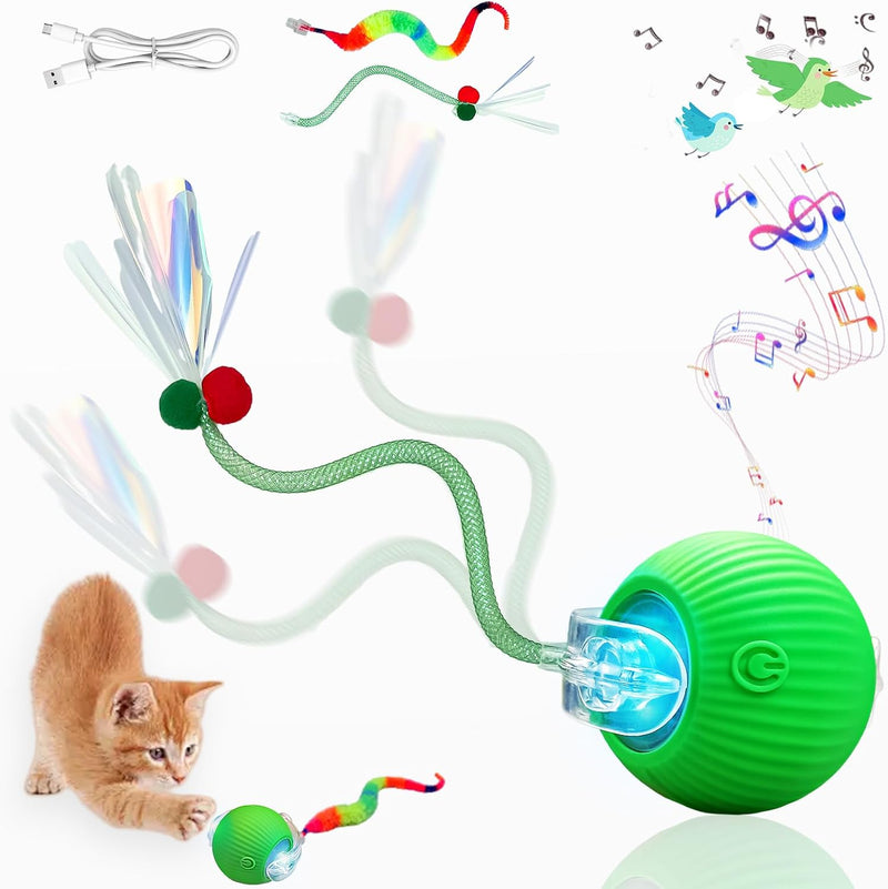 Interactive Cat Toy Ball, Smart Moving Pet Toy for Cats & Dogs – Essentials for Cats - A-Green