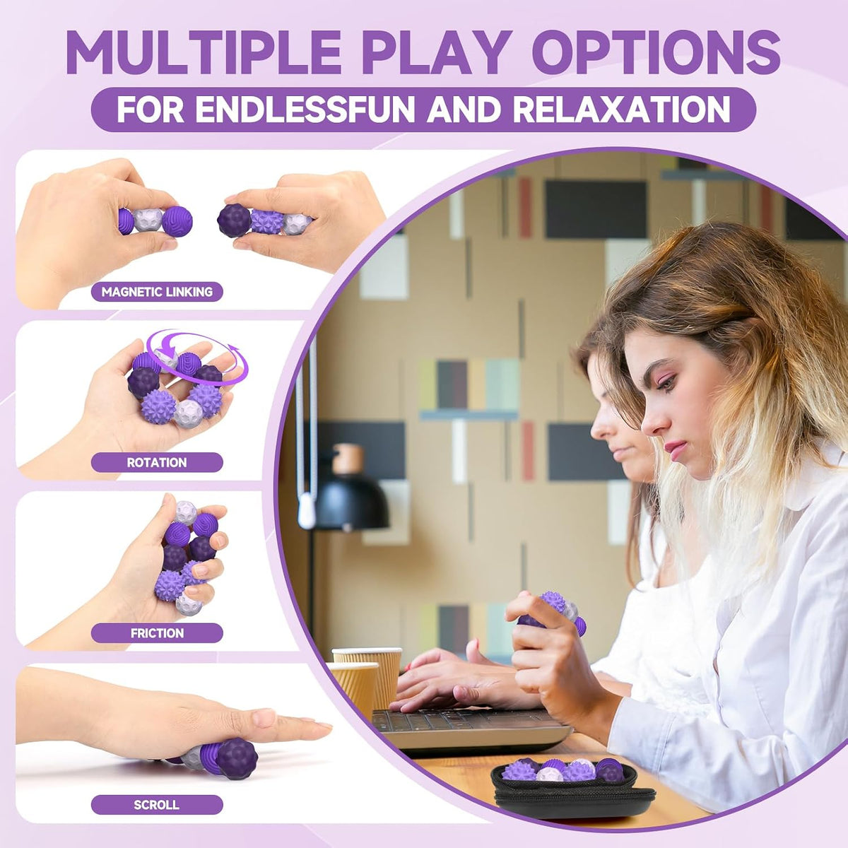 Magnetic Fidget Balls for Adults & Teens - Violet (8-pack) - image 4