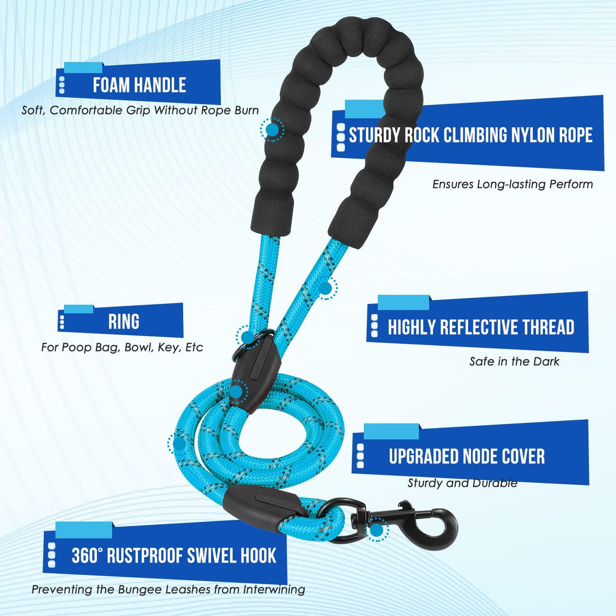 Lukovee double dog leash with padded handles, bungee leads and swivel clasp, size M - view 3