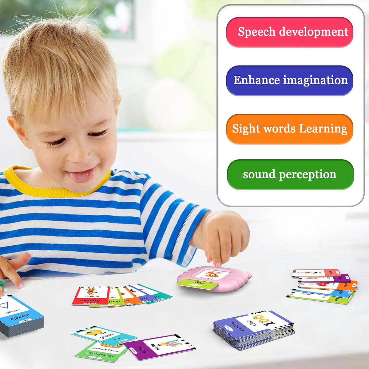 Startcan Talking Flash Cards for Toddlers 1 2 3 4 5 - 556-bilingual-pink (Abc, 0-100, Phrases+3 Songs) - image 4