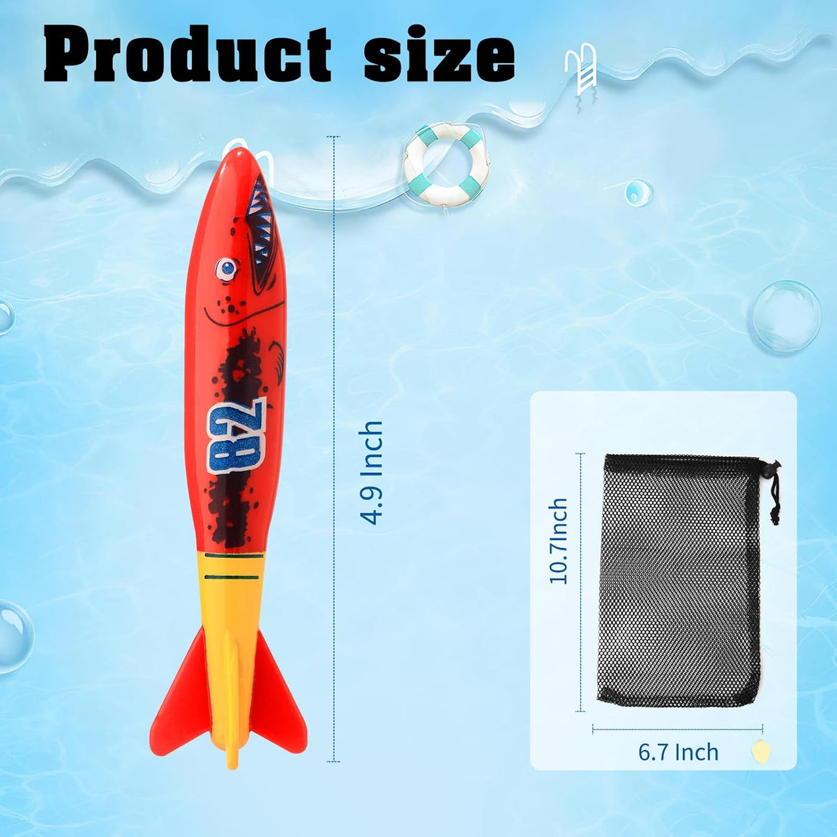 Leislam 16 piece pool diving toys with dive rings, dive sticks, dive gems and storage bag - view 14