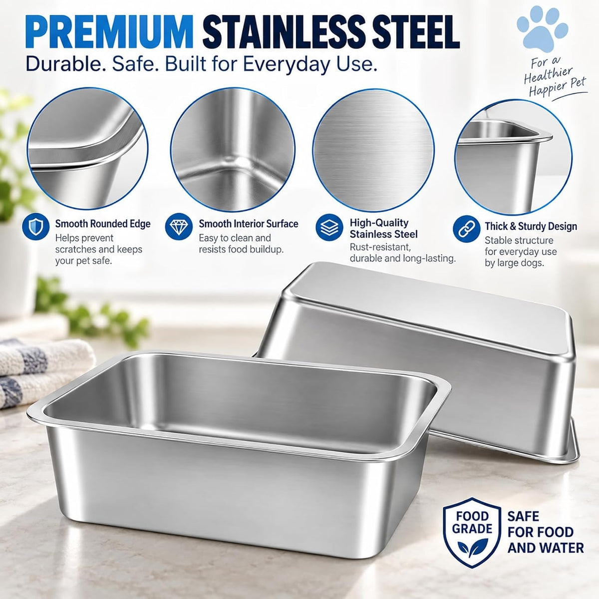 3 Gallon Large Water Bowl for Dogs - 2 Bowls / 3 Gallons - image 4