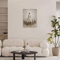 Jesus and Lamb Wall Art Christian Jesus Lamb Canvas Wall Decor Christ Religious Pictures painting Print Framed Artwork Decorations Gifts for Living Room Bedroom Prayer Room Church 12"x16"