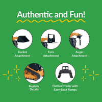 Big Country Toys 1:20 scale track skid steer with auger, bucket, hay fork and flatbed trailer - view 3