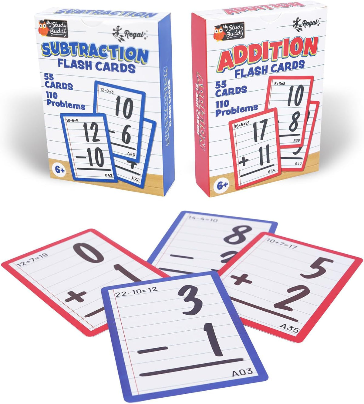 Regal Games Math Flash Cards for Addition & Subtraction, 1st - Addition & Subtraction - 2 Pack