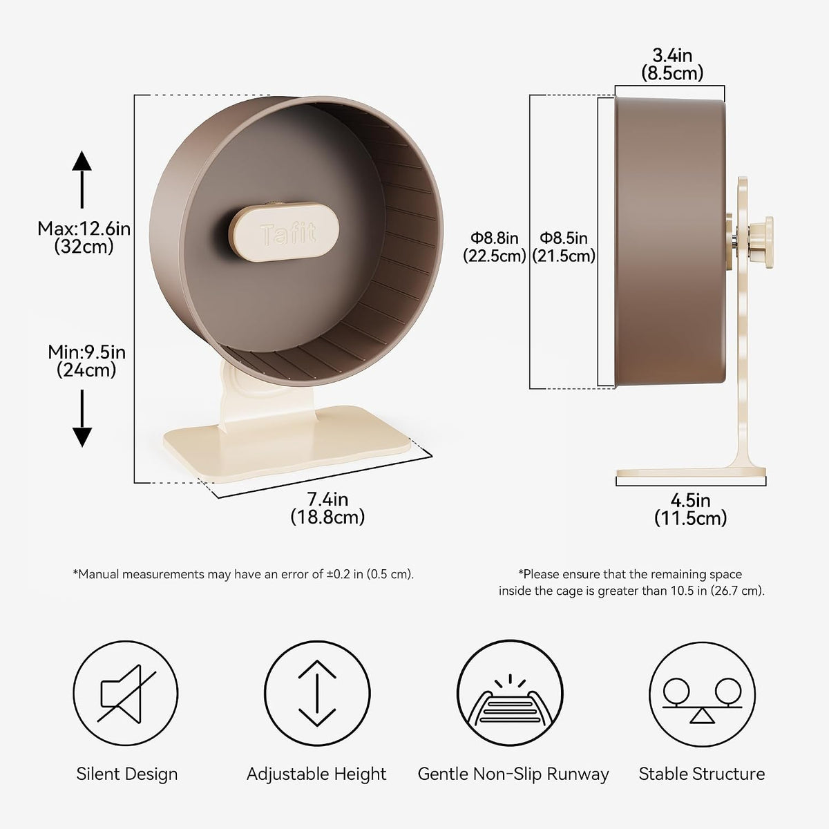 Super‑Silent Hamster Exercise Wheel - 8.7inch / Mousse White - image 3