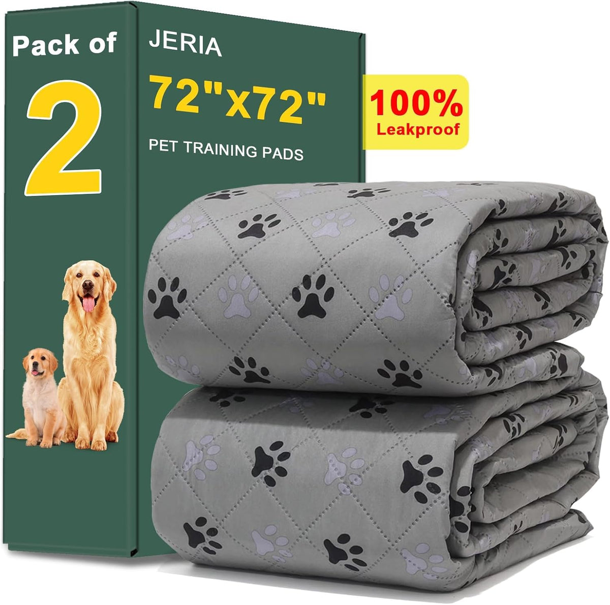 2 Pack 72"x 72" Waterproof Non Slip Wee pad，Reusable Washable Pee - 72x72 Inch (Pack of 2)