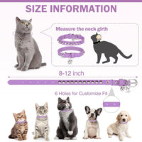 Leather Cat Collar, Breakaway Kitten Collars with Bell, Black – Essentials for Small Pets - Purple_Studded / 8"-12" Cats / Mini Dogs(Pack of 1) - image 2