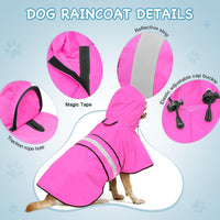 Waterproof Dog Raincoat - Reflective Dog Rain Jacket with Hood Lightweight Pet Rain Coat for Dogs - Pink / XX-Large - image 2
