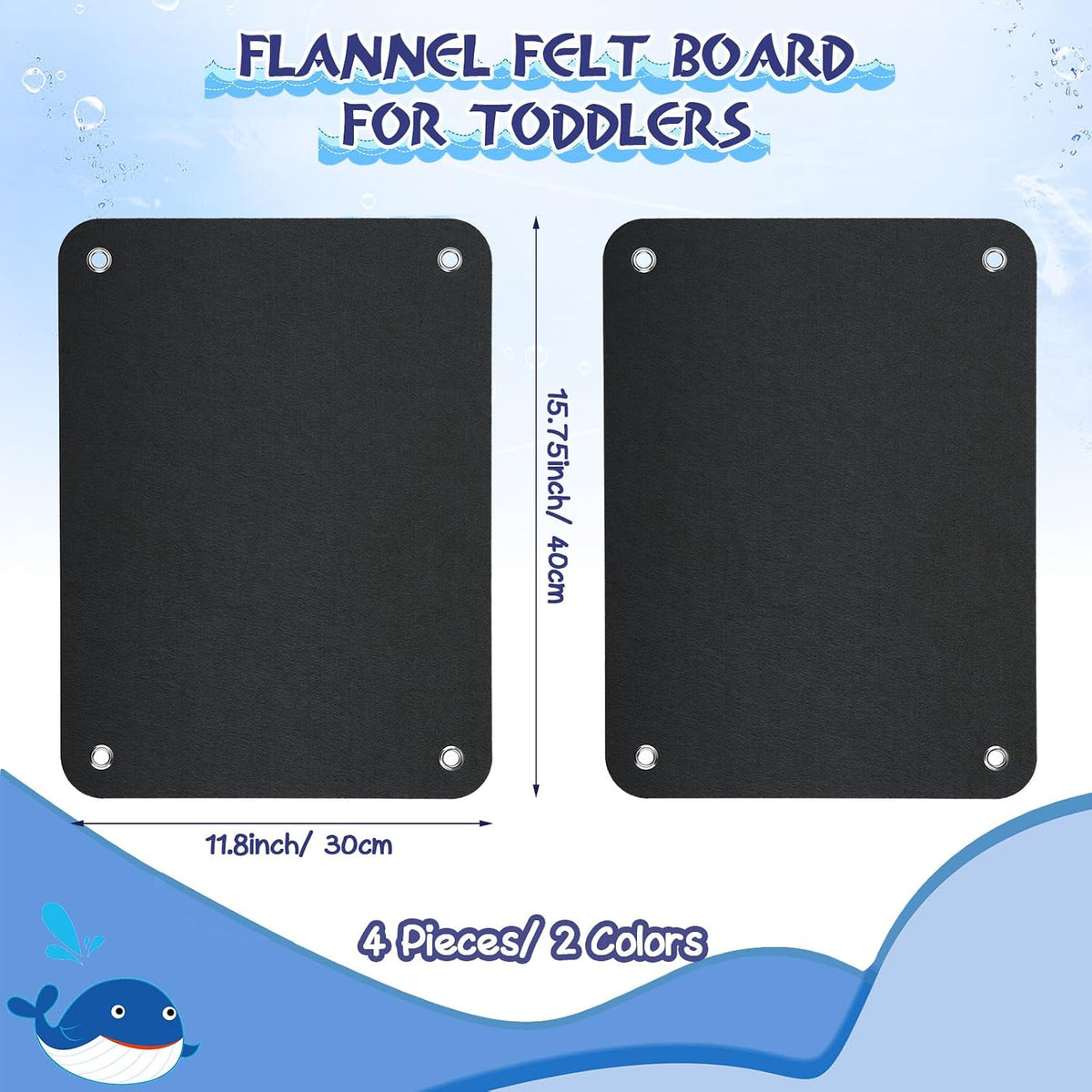 Yunsailing felt story boards for kids, 4 black flannel boards with grommets - view 16