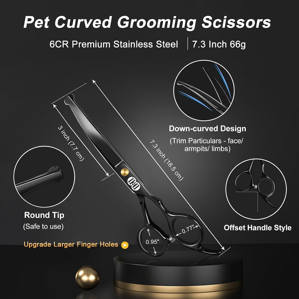 Dog Grooming Scissors Kit - 7 Inch / Black Dog Grooming Scissors - image 3