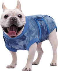 Kuoser Dog Surgery Recovery Suit, Anti Licking Pet Surgical Suit for Dogs Male Neuter, Female Dog Surgery Suit for Spay Subsititute E-Collar Cone, Dogs Body Suits After Surgery Blue Tie Dye S