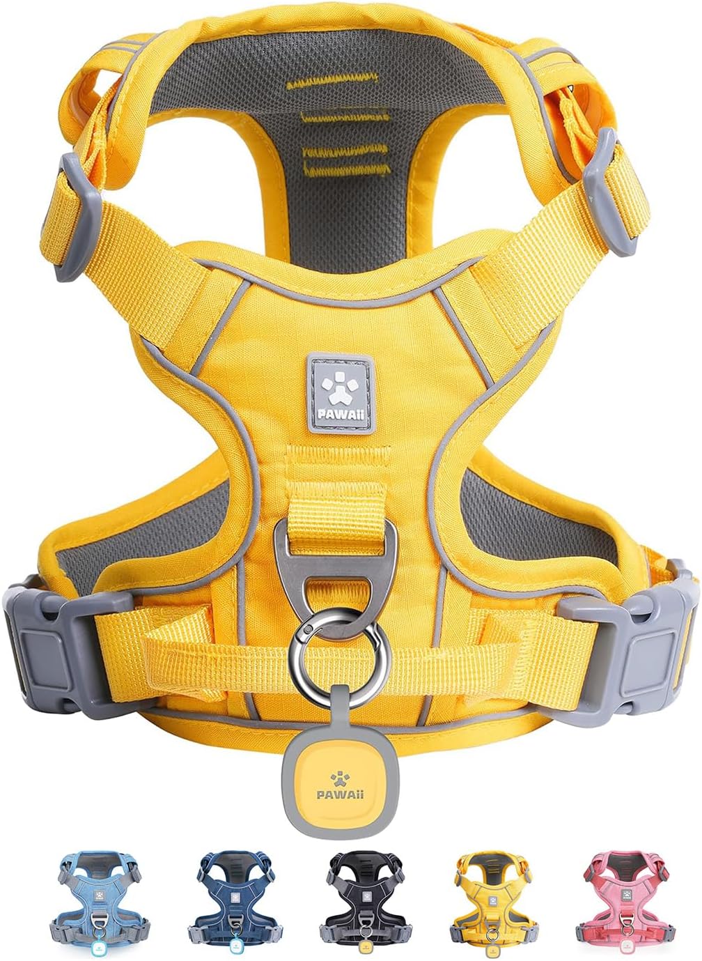 Pawaii No Pull Dog Harness with Pet ID Tag, Reflective Vest – Essentials for Dogs - M (Chest: 22"-27" ) / Pineapple Yellow