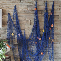Nature Fish Net Wall Decoration with Shells, Ocean Themed Wall Hangings Fishing Net Party Decor for Pirate Party,Wedding,Photographing Decoration