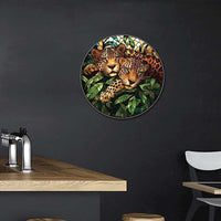 Lygond Metal Jaguar Garden Sign - Circular Stained Glass, 88 Inches