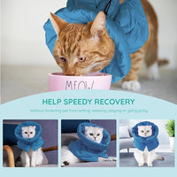 Cat Recovery Collar, Soft Adjustable Cat Cone Alternative, Lightweight Waterproof Fasteners Collars for Cats Kittens Puppies, After Surgery Stop Licking and Daily Use (Lake Blue, M(Neck7.9-13.8"))