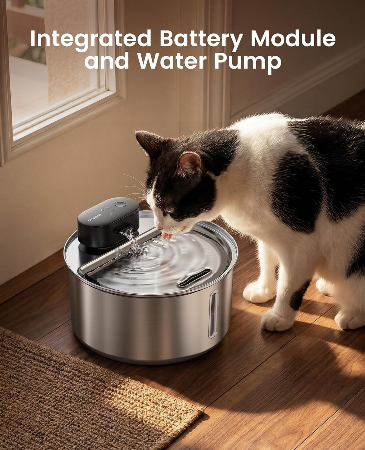 oneisall 108oz/3.2L Wireless Stainless Steel Cat Water Fountain – Essentials for Cats - Pump - image 4