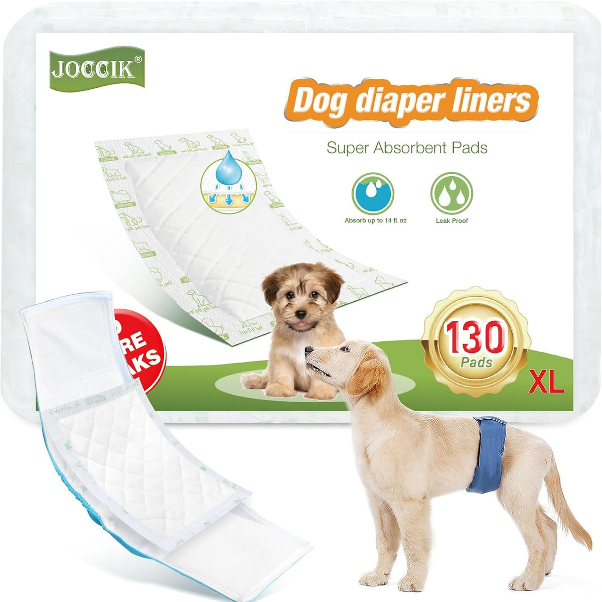 Dog Diaper Liners 100ct Super Soft and Absorbent Dog Diaper Booster - X-Large / 130.0