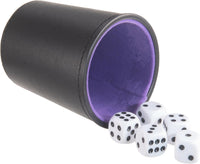 LoKii black and purple leather dice cups with felt lining and dot dice - view 17