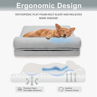 Tinaco Orthopedic Cooling Bed for Large Dogs & Cats - Removable, Washable Cover (White/Grey, Large)