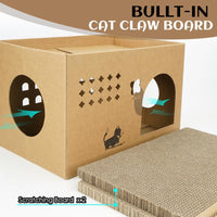 ARGOPET Cat Cardboard House with 2 PCS Scratching Pads – Essentials for Cats - Wood-Cactus - image 3