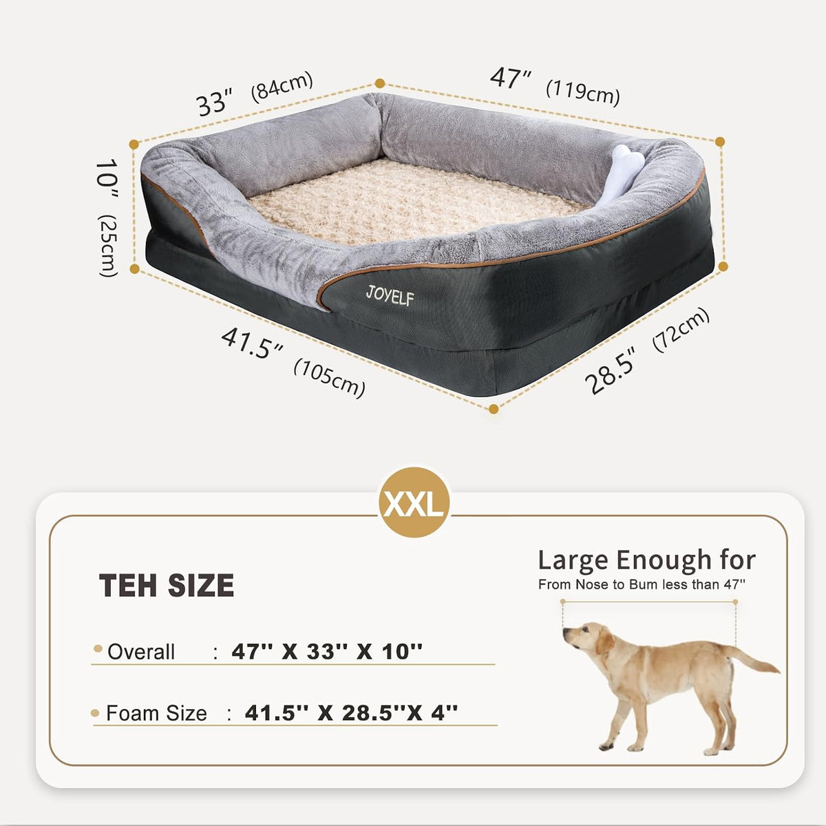 Medium Memory Foam Dog Bed Orthopedic Dog Bed & Sofa with Removable - XXLarge-47'' x 33'' - image 2