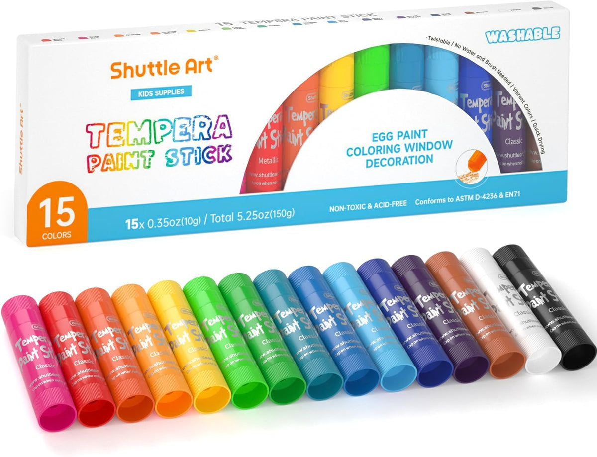 Tempera Paint Sticks, 15 Colors Solid Tempera Paint for Kids - 15 COlors